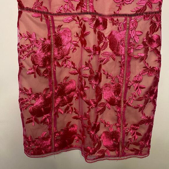 Lulus Mini Dress Hot Pink Lace Floral Bodycon Party Size Large Romantic - Picture 3 of 11